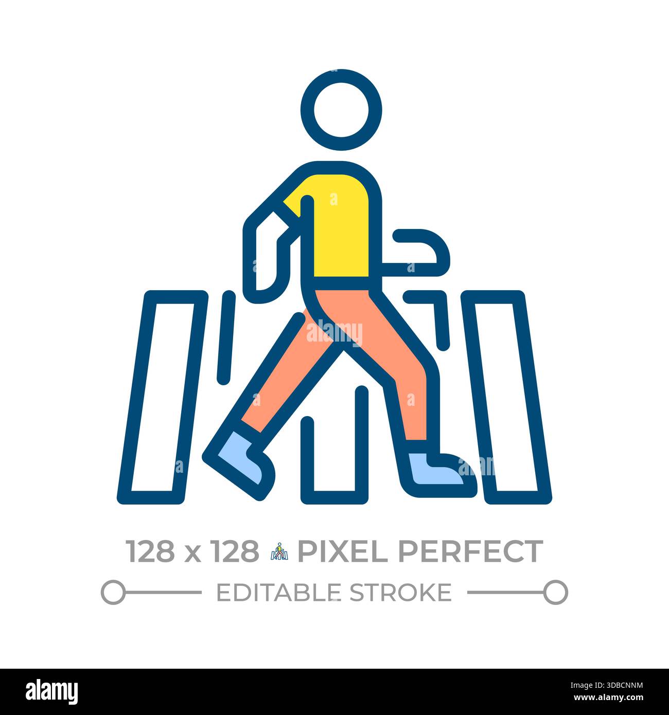 Crosswalk pixel perfect line color icon Stock Vector