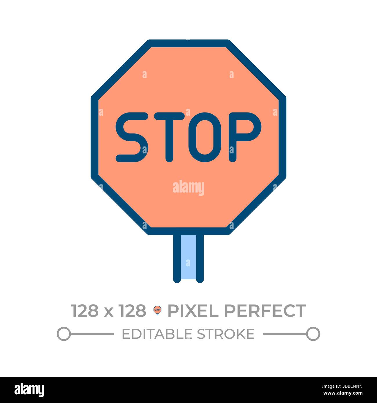 Stop sign pixel perfect line color icon Stock Vector Image & Art - Alamy