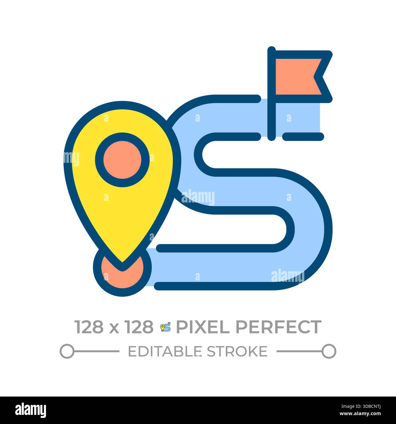 Road map pixel perfect line color icon Stock Vector