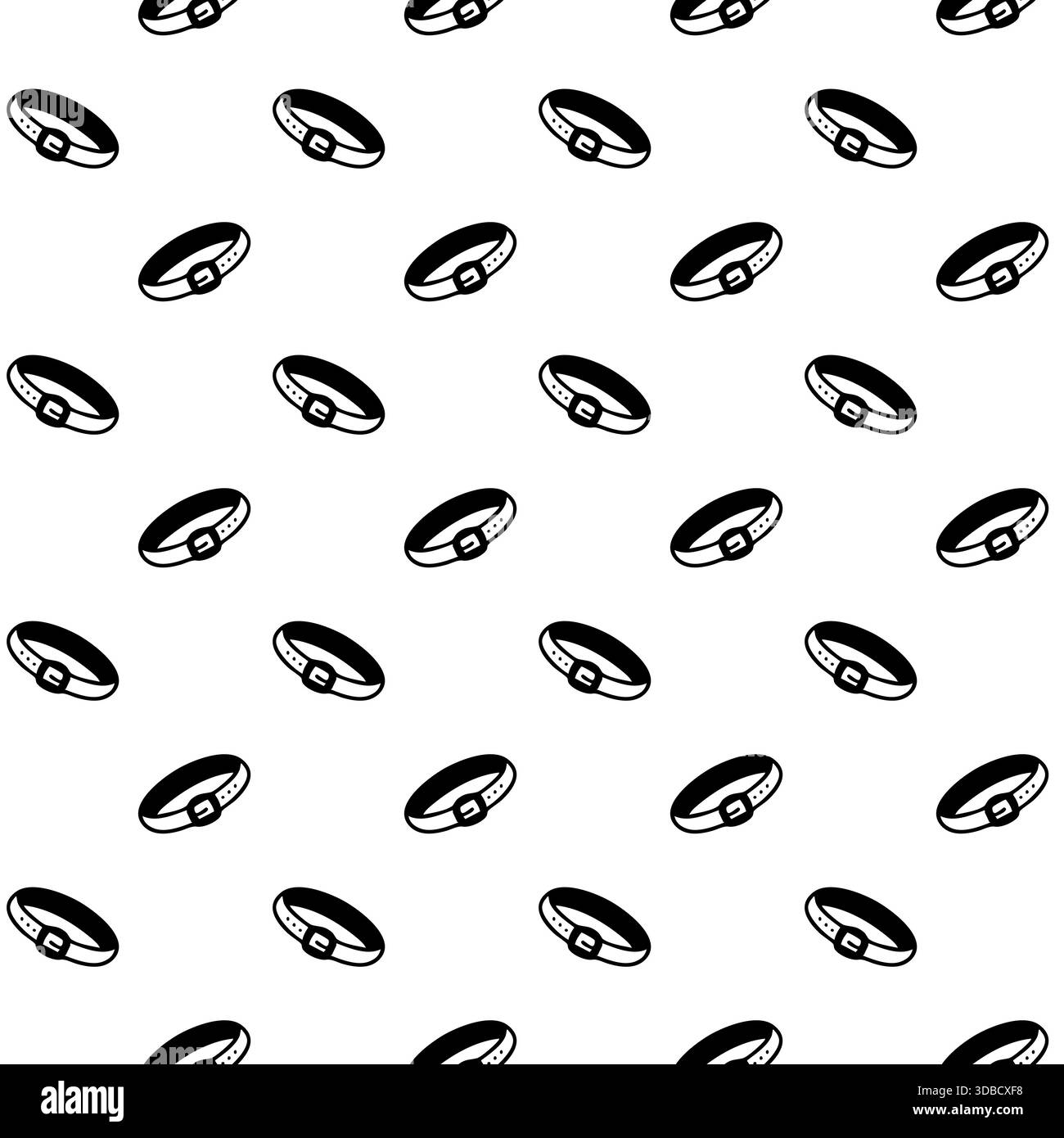 Hand drawn seamless pattern with pet collars. Vector pet accessory background.  Stock Vector