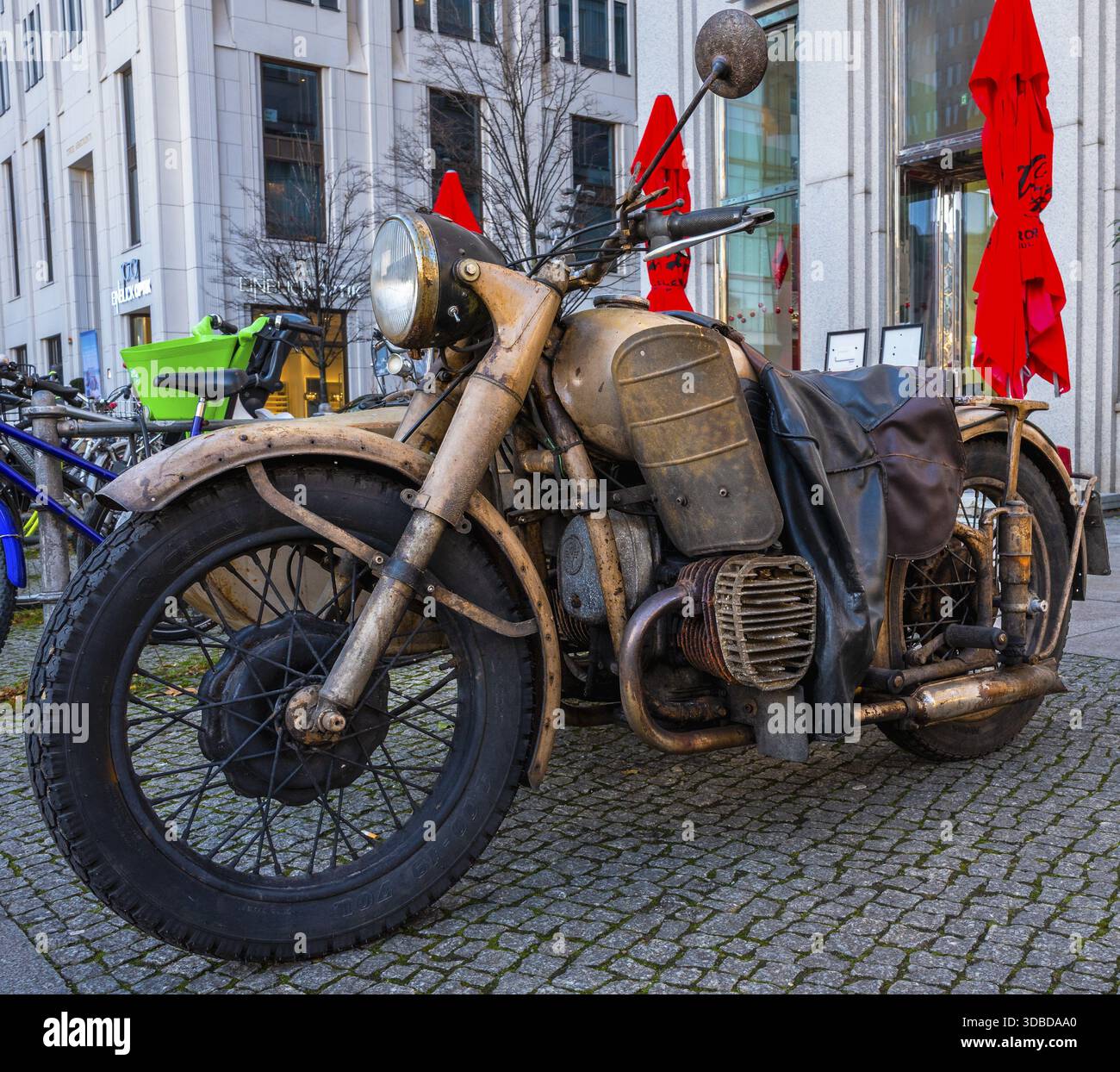 Old Rusted Motorcycle Retro motorcycle with sidecar, old and rusted, roadworthy and ...