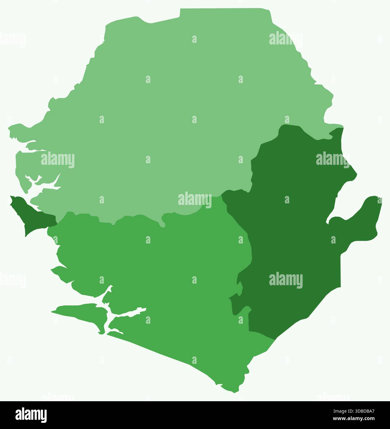 Map of Sierra Leone with regions. Just a simple country border map with ...
