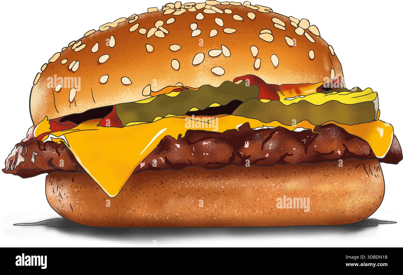 Bacon cheddar cheeseburger Stock Vector Images - Alamy
