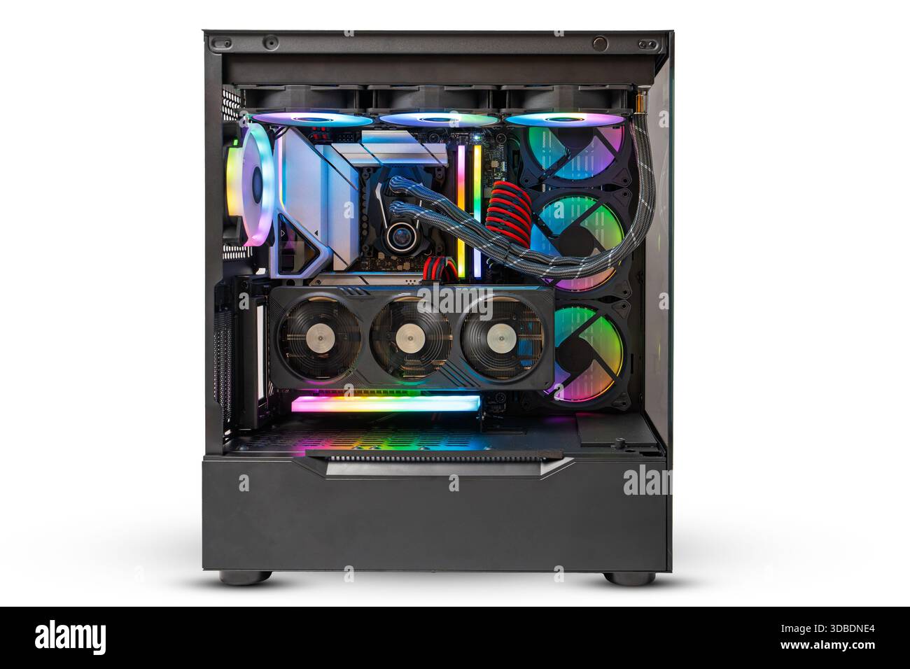 High-End Gaming PC A Powerful Custom-Built Computer Showcasing Advanced Cooling System Stock Photo