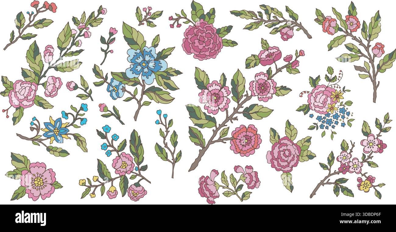 Blue spring flower branch vector clipart Stock Vector Image & Art - Alamy