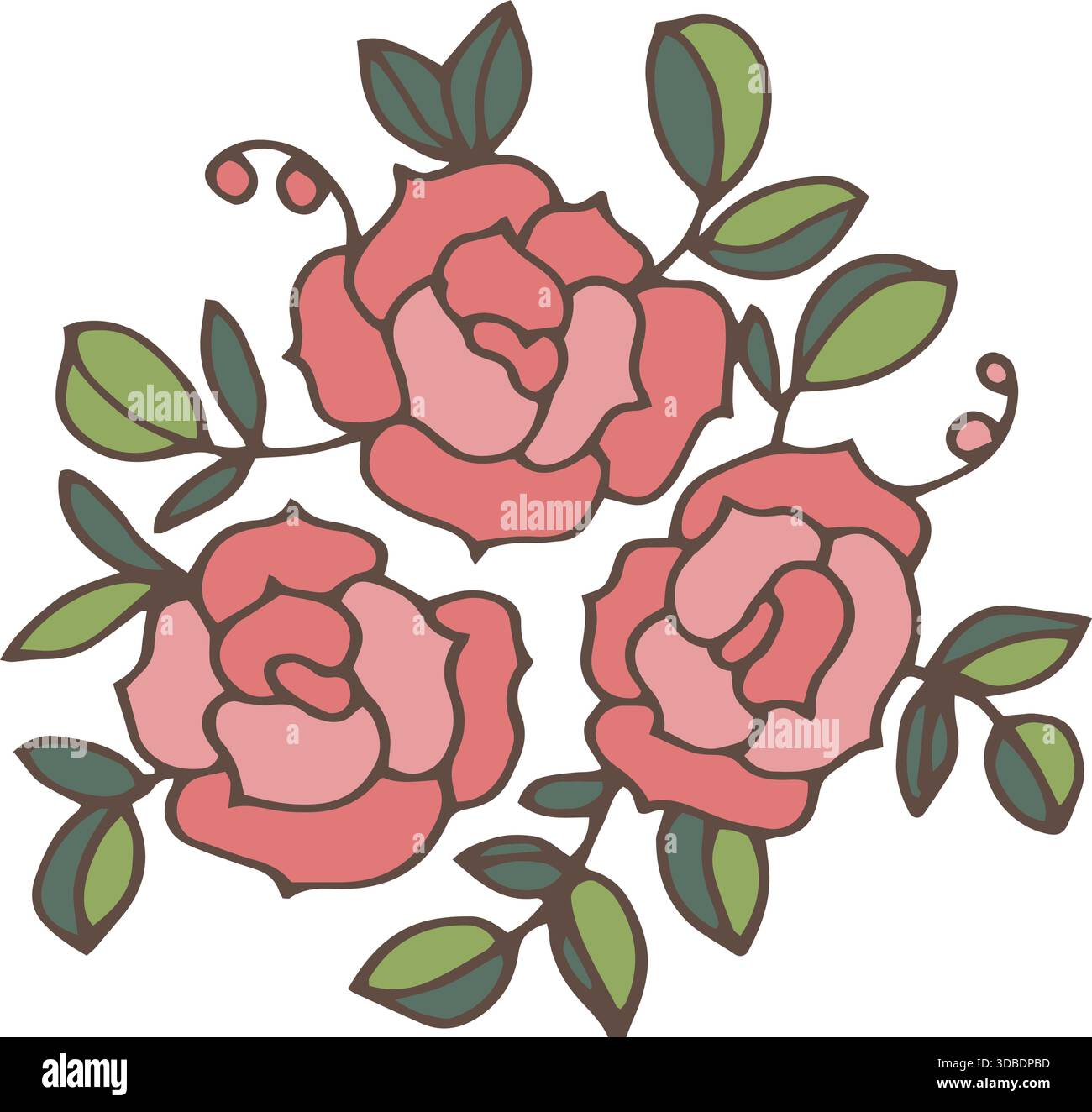 Three rose bouquet vector illustration Stock Vector Image & Art - Alamy
