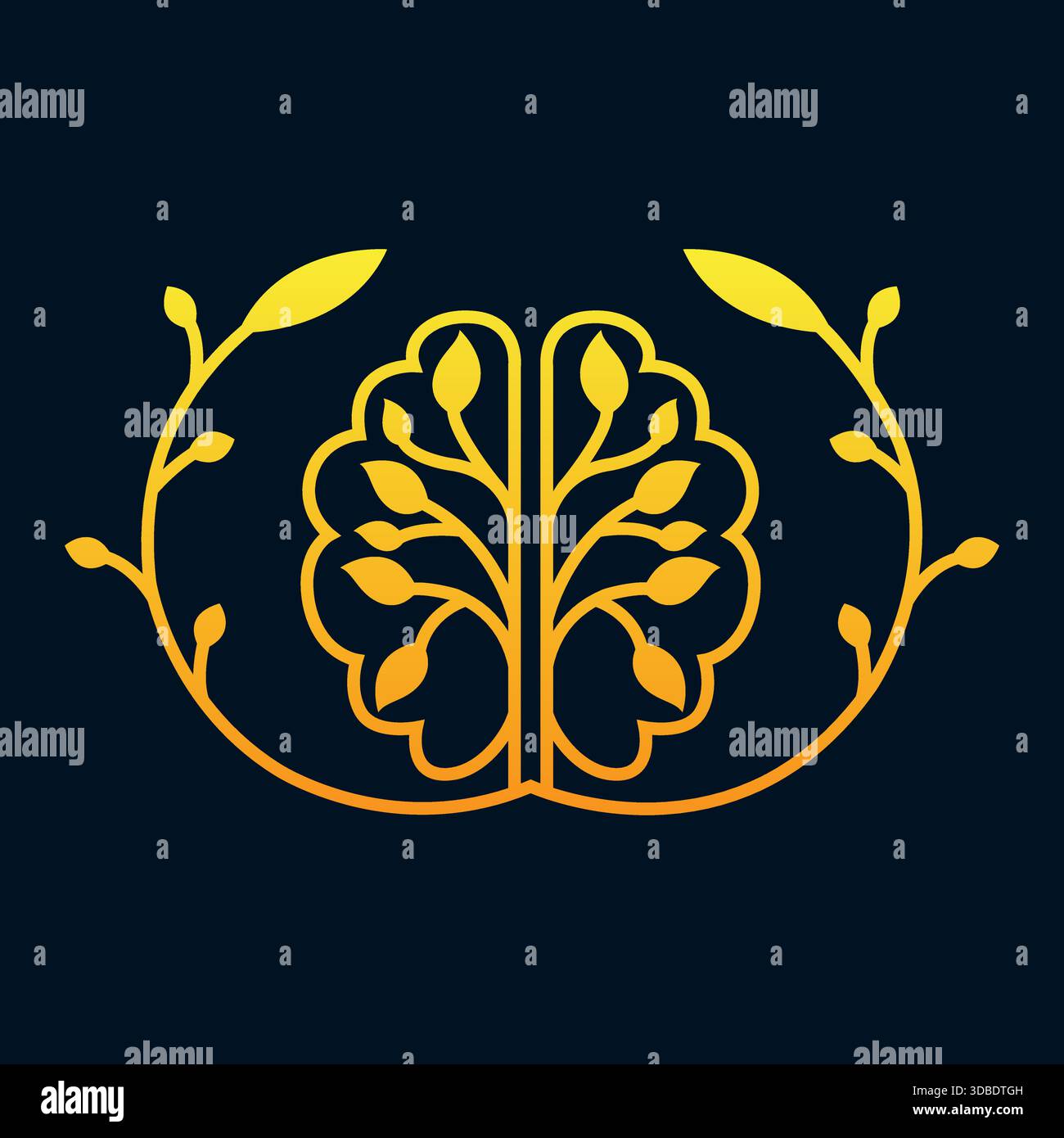 Luxury Golden Brain Logo Design for Creative Minds icon vector Stock Vector