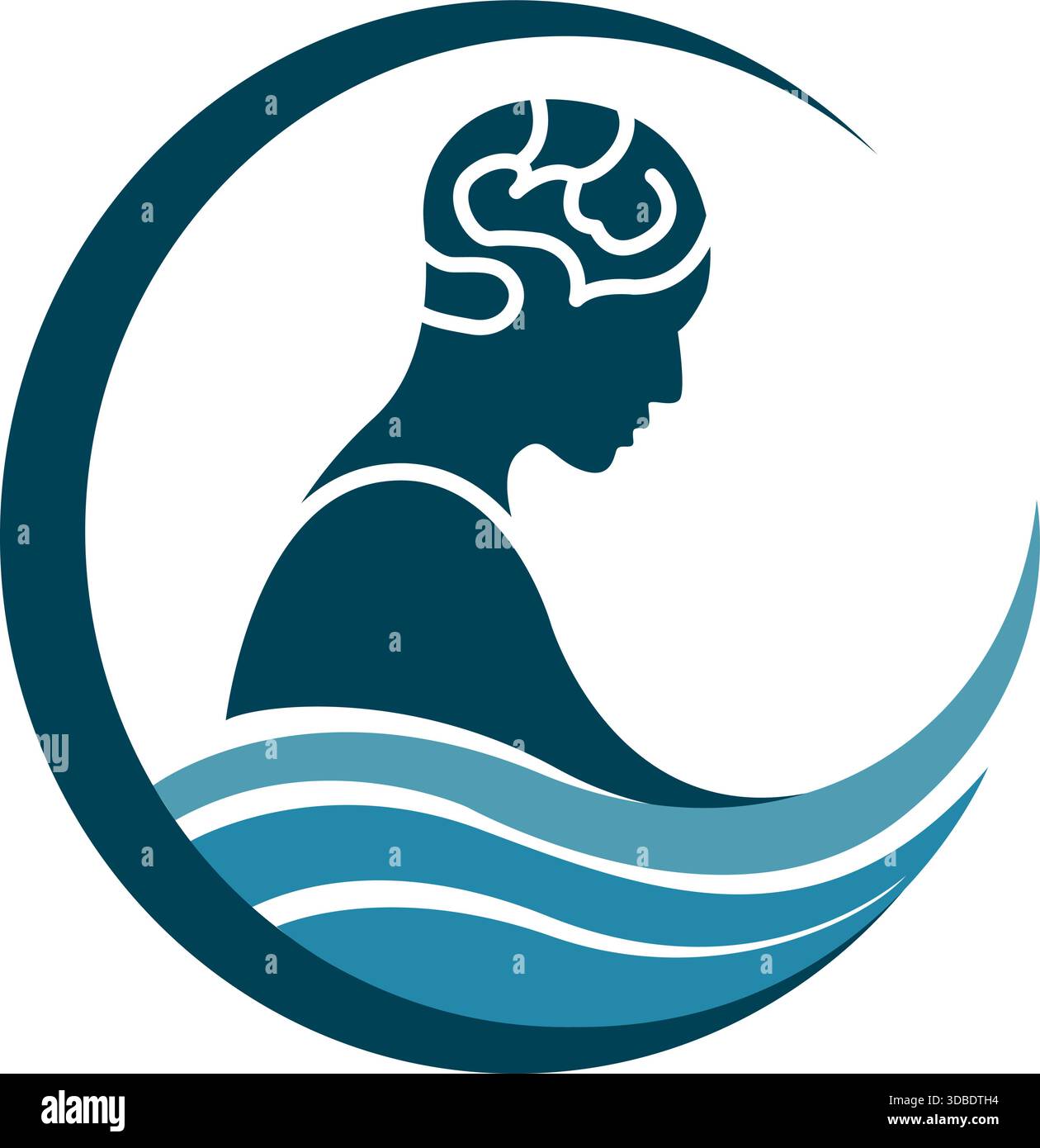 Human Mind and Water Wave Concept Logo Vector Design human icon Stock Vector