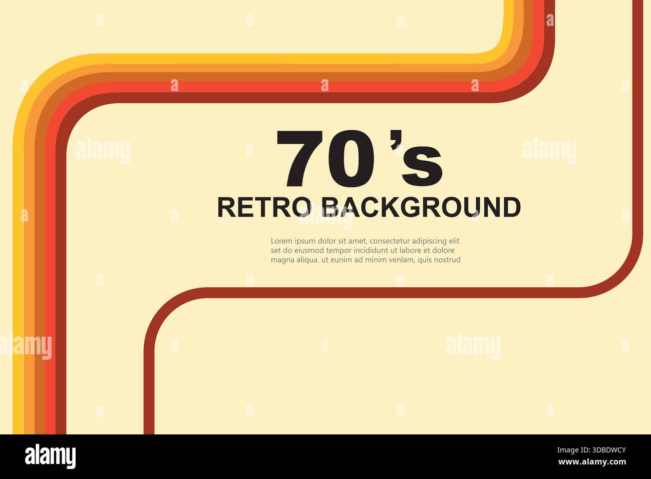 Retro 70s Abstract Background with Dynamic Lines in Vector Style Stock ...