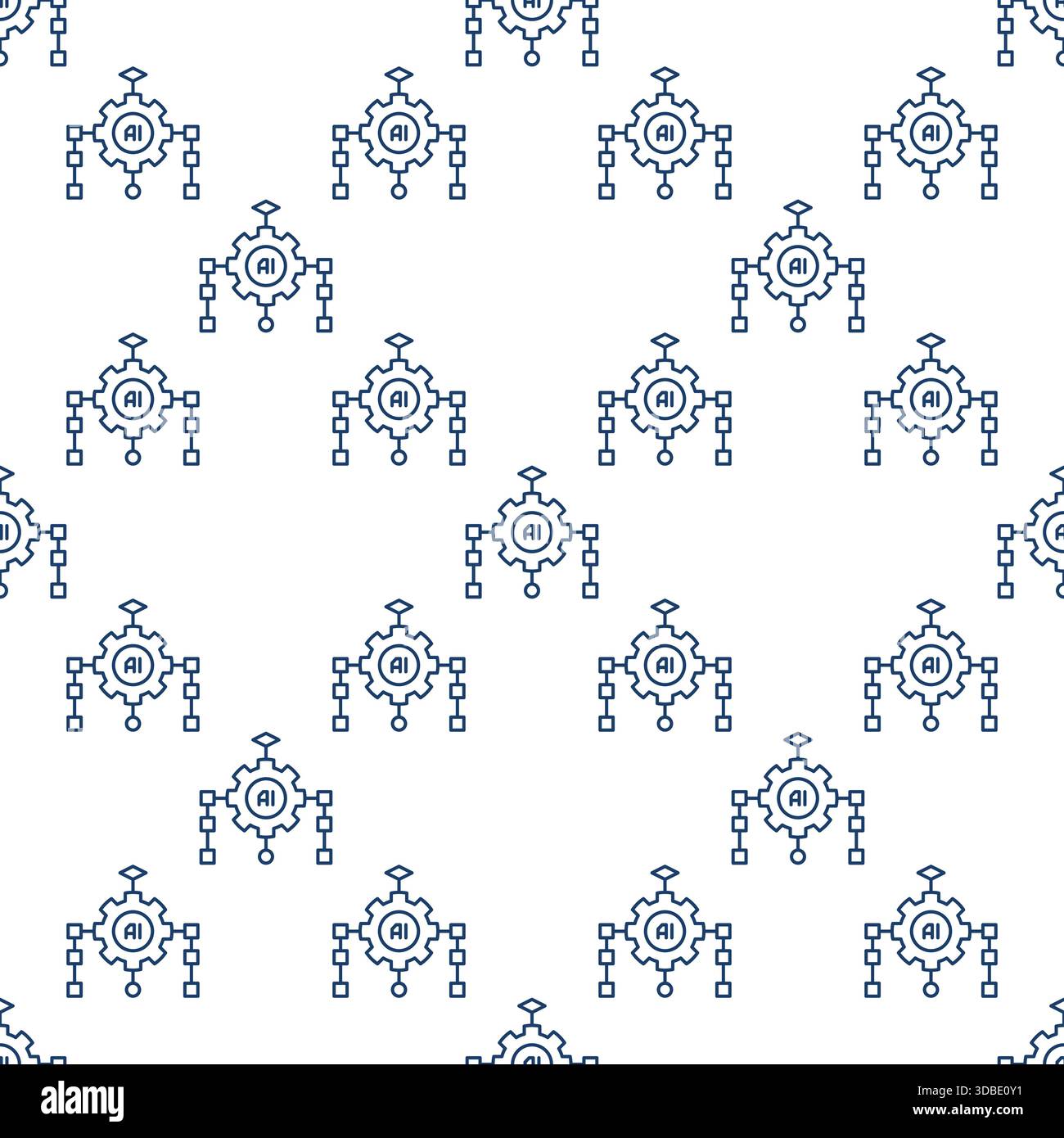 AI Algorithm vector Artificial Intelligence concept outline seamless pattern Stock Vector
