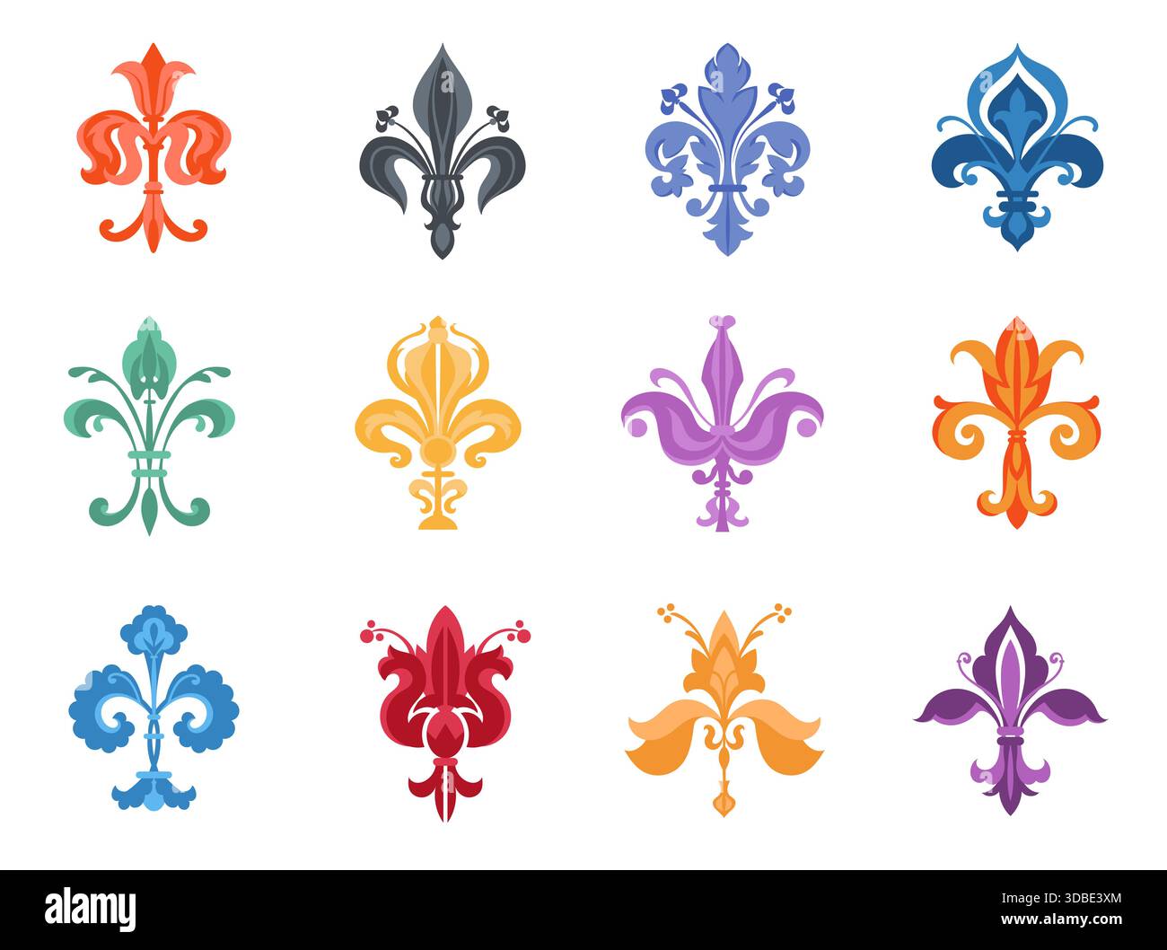 heraldic-lily-medieval-decorations-fleur-de-lis-antique-french