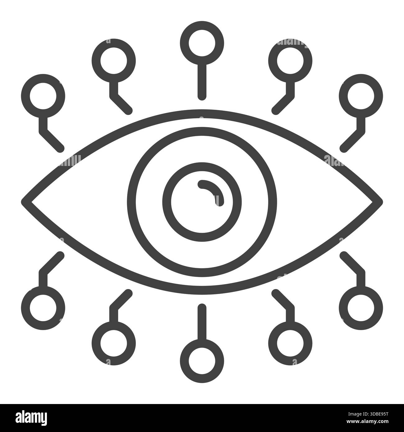 Artificial Intelligence Eye vector AI Technology concept linear icon or ...