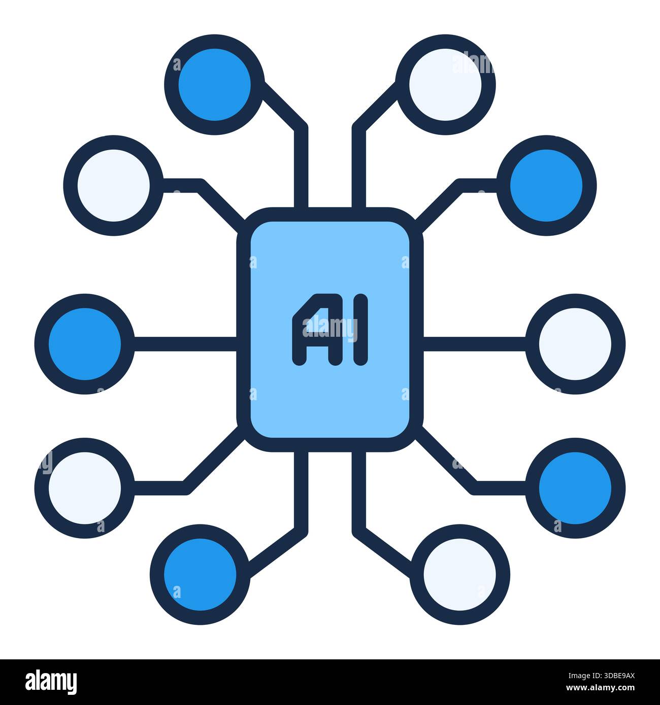 Artificial Intelligence Brain Chip vector AI Technology concept colored icon or logo element Stock Vector