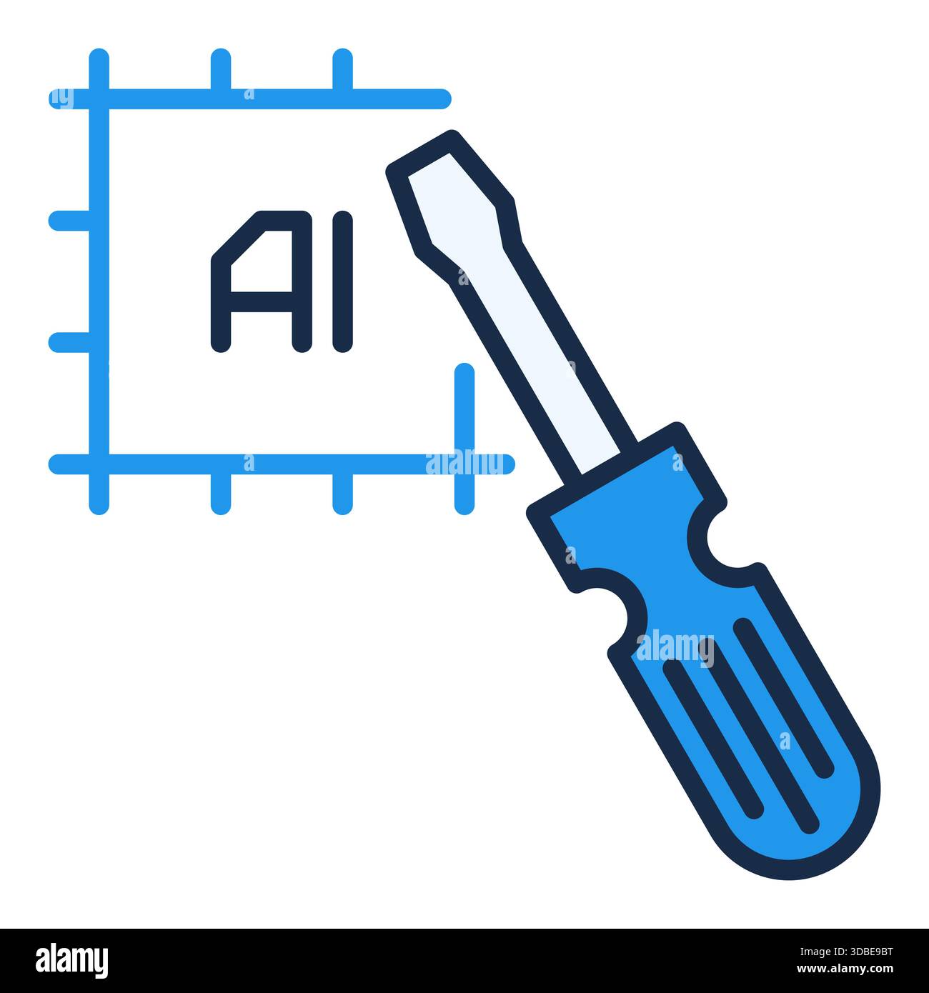 Artificial Intelligence Chip with Screwdriver vector AI Technology concept colored icon or logo element Stock Vector