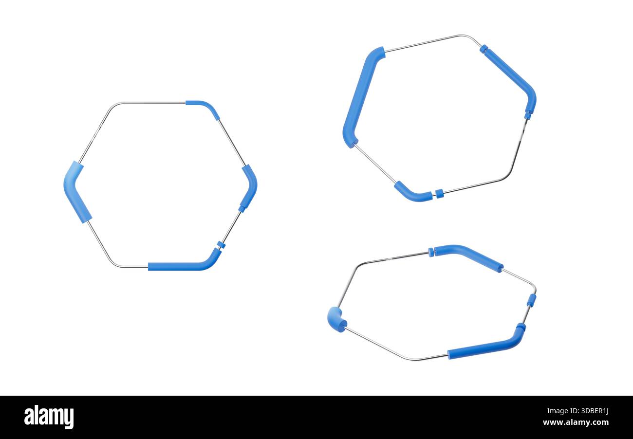Metallic hexagon structure pattern, 3d rendering. 3D illustration. Stock Photo