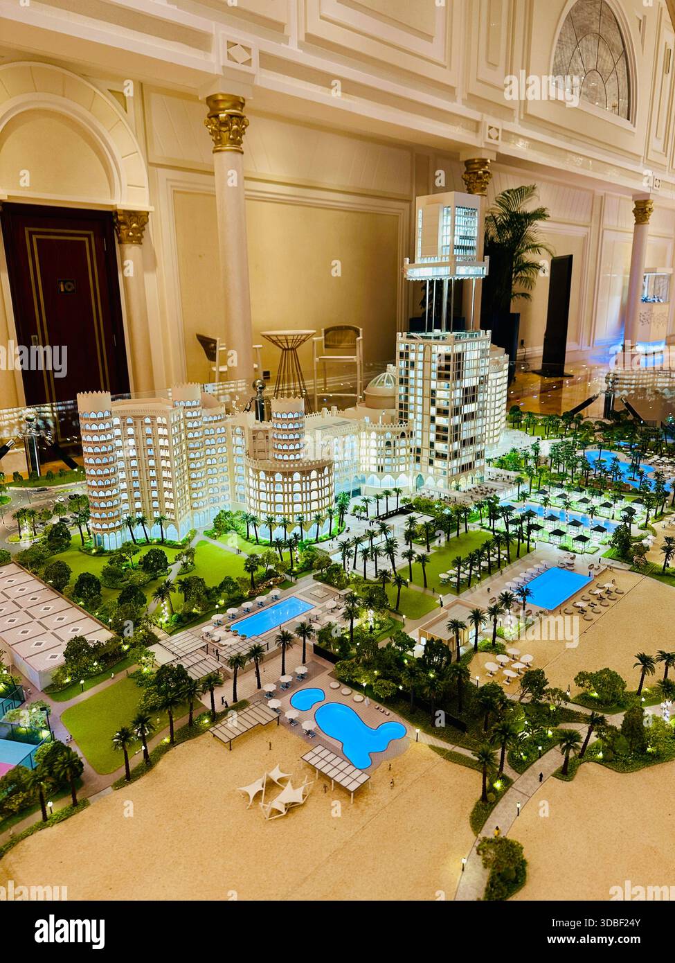 Model of Waldor Astoria Hotel, Ras al Khaimah - Smartphone Captured Stock Image