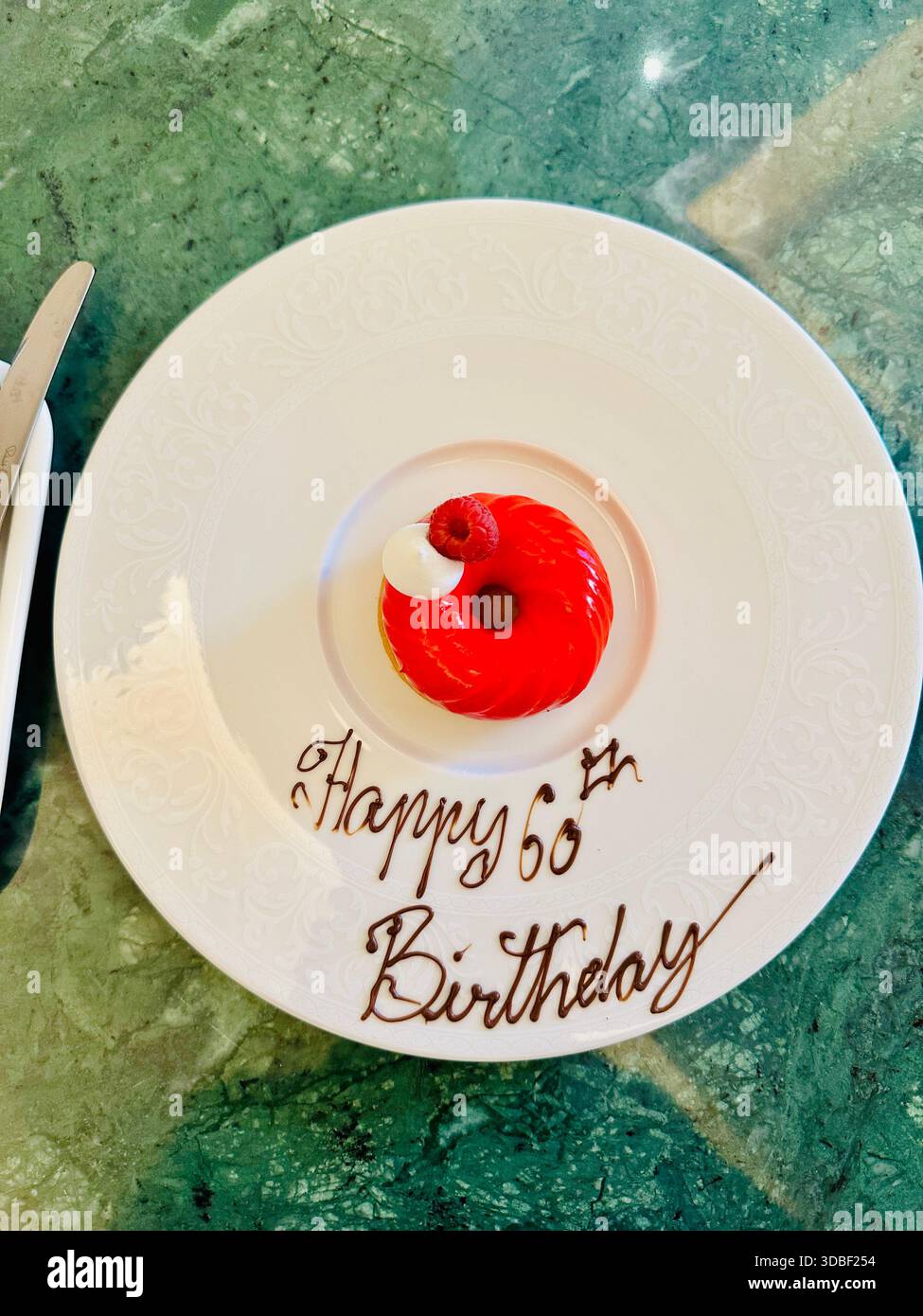 welcome birthday dessert hotel - Smartphone Captured Stock Image