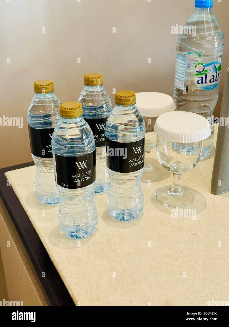 bottled water in hotel room - Smartphone Captured Stock Image