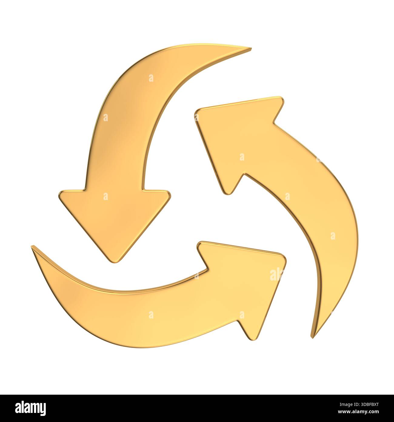 Golden 3D Recycle Symbol with Arrows Stock Photo - Alamy