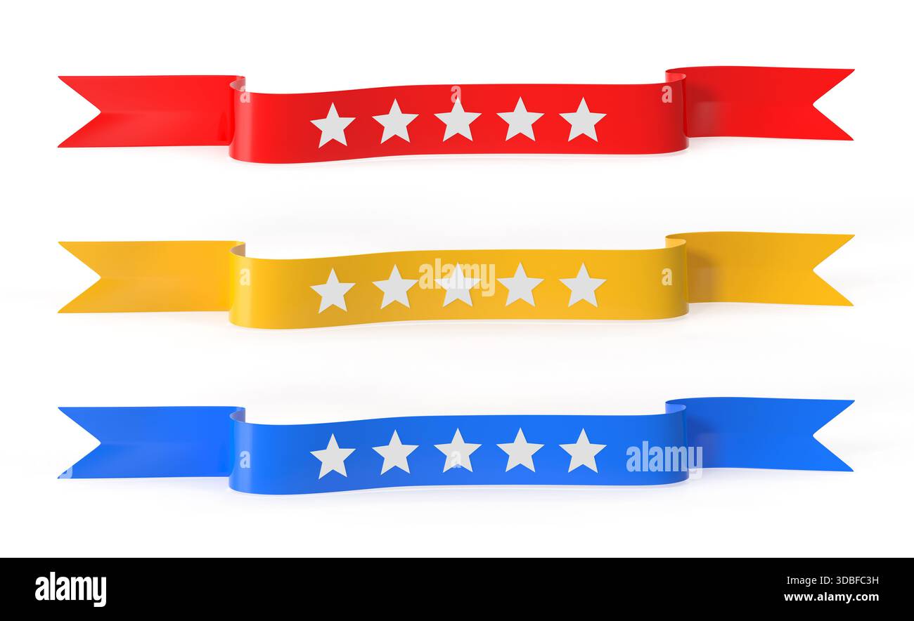 Five Ribbons 3d rating stars elements hi-res stock photography and images - Alamy