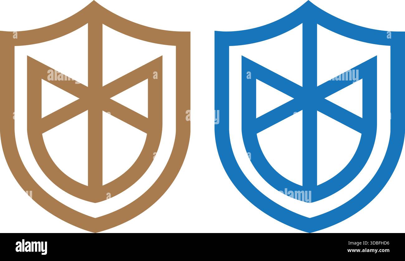 Secure Shield Line Design Modern Safety Vector Logo Template Stock Vector