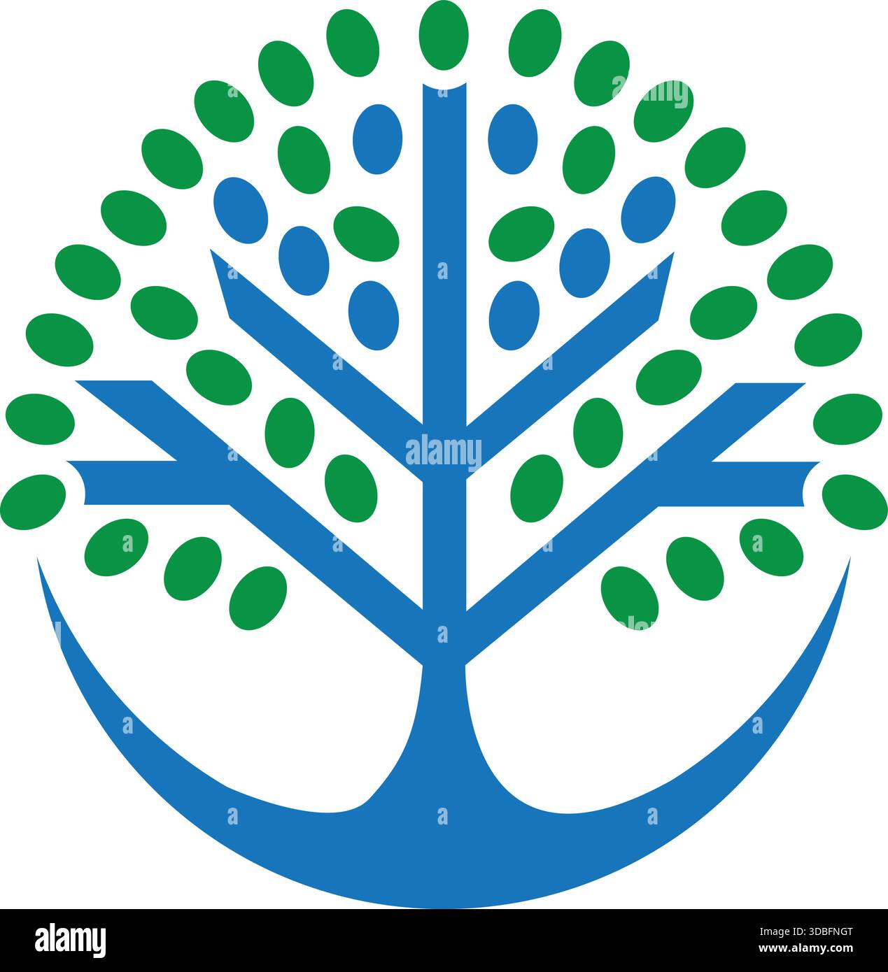 Digital Tree Leaf Logo Design for Organic Tech and Modern Nature Vector Icon Stock Vector