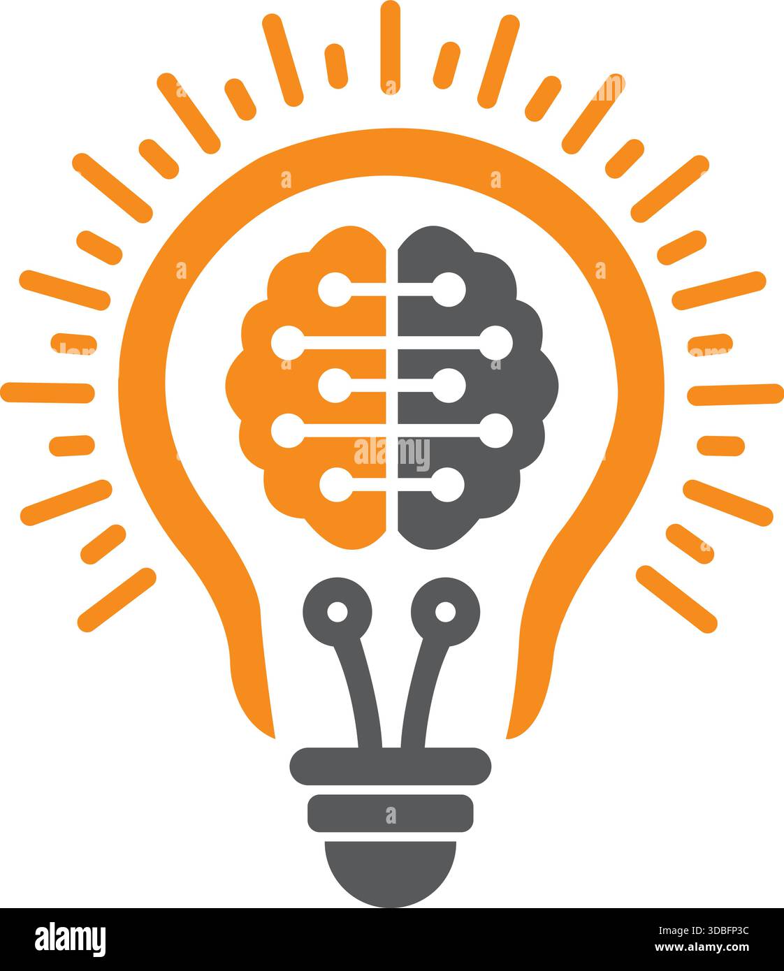 Brain Bulb Idea Icon Logo Vector for Innovation Technology Template Design Stock Vector