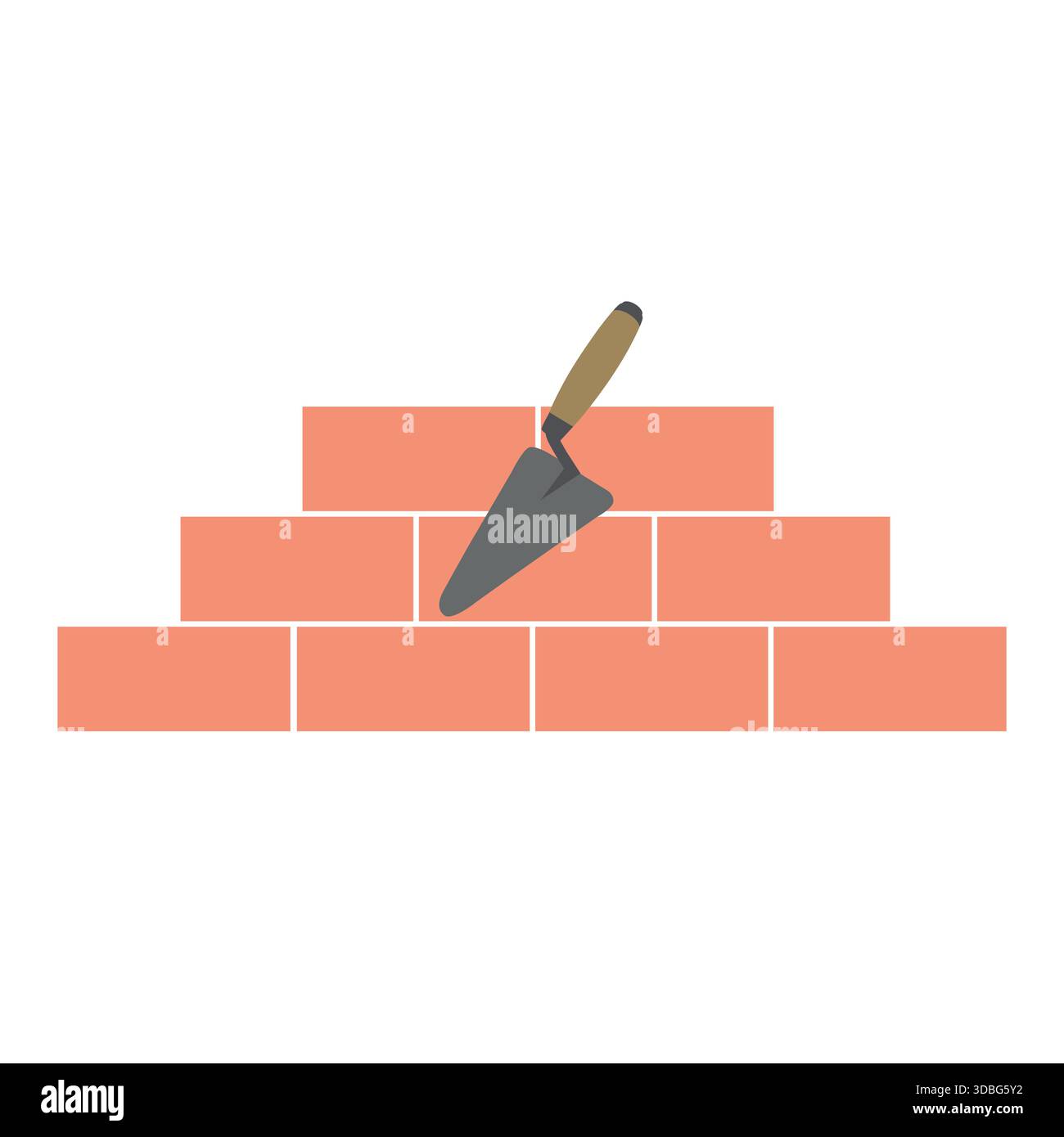 Vector line icons brickwork and building trowel Stock Vector