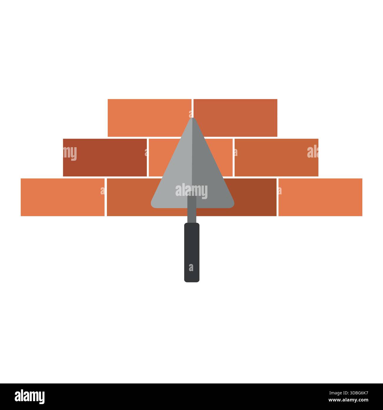 Vector line icons brickwork and building trowel Stock Vector