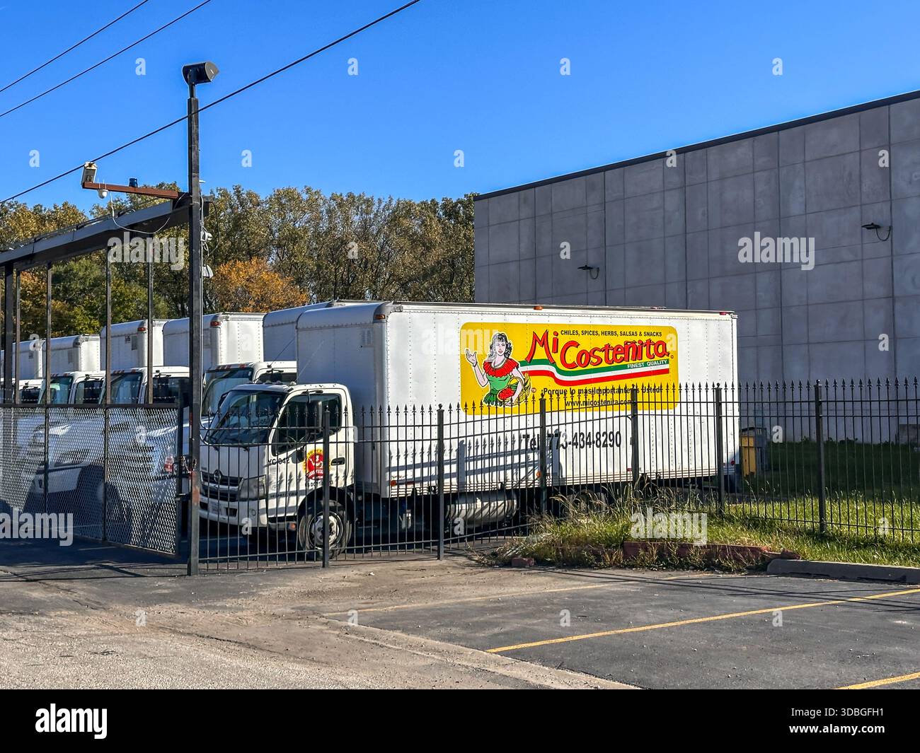 Mi Costenita food distribution trucks outside of the distribution warehouse - Smartphone Captured Stock Image