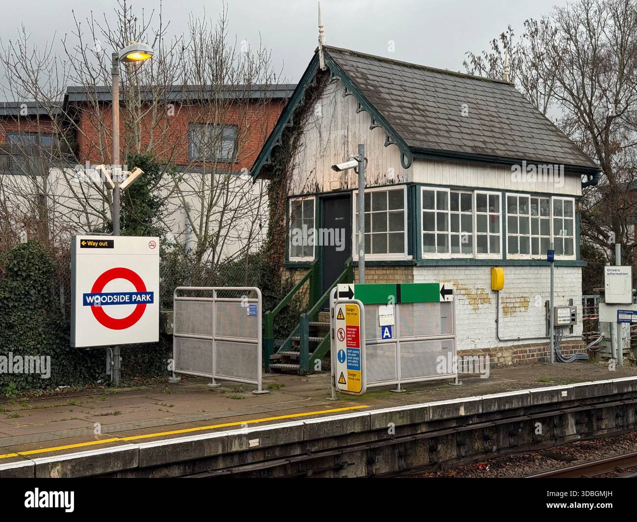 Old Signal Box at Woodside Park tube station in North London - Smartphone Captured Stock Image