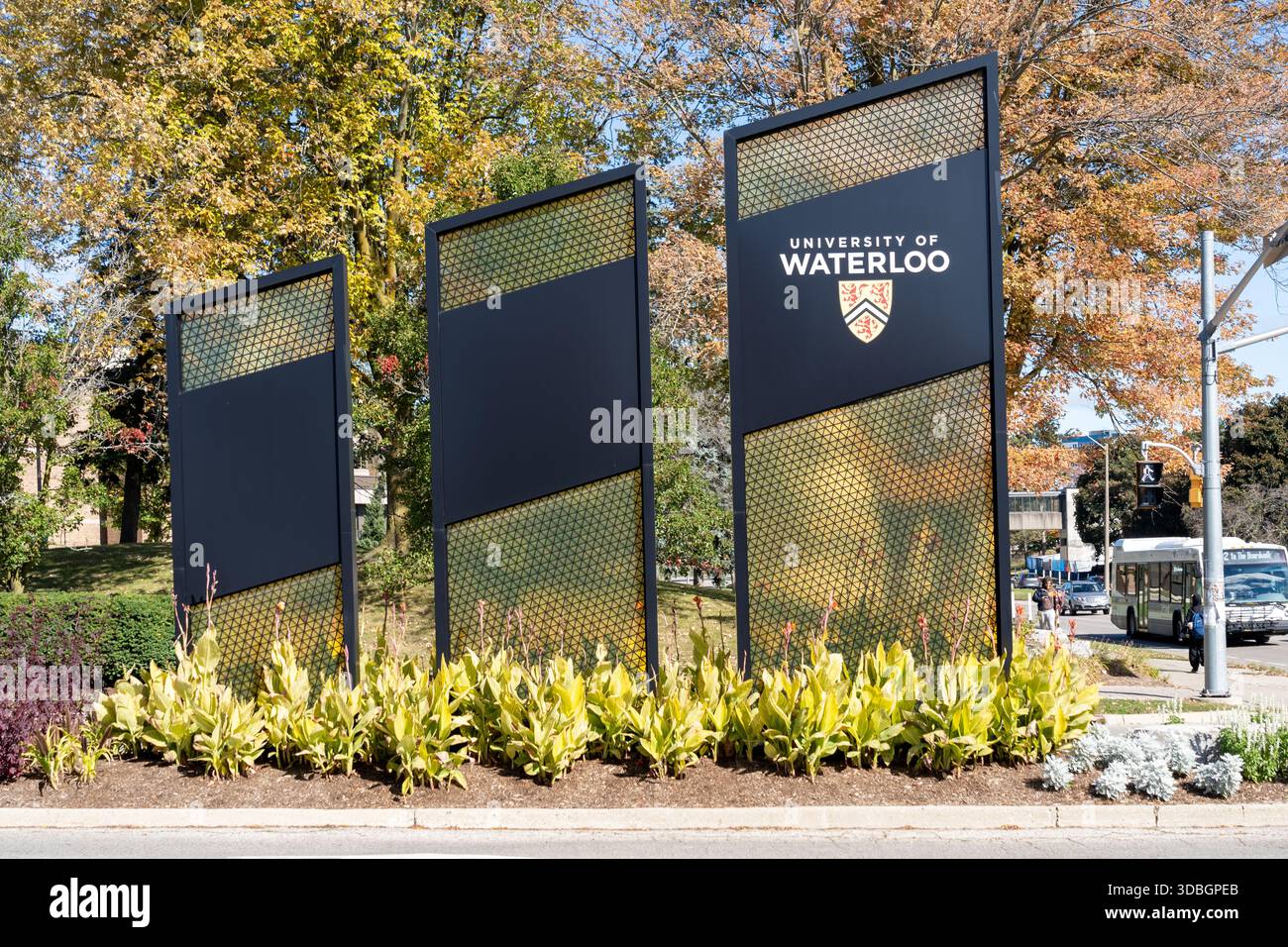 University of Waterloo (UW) pylon sign is seen at the main campus ...