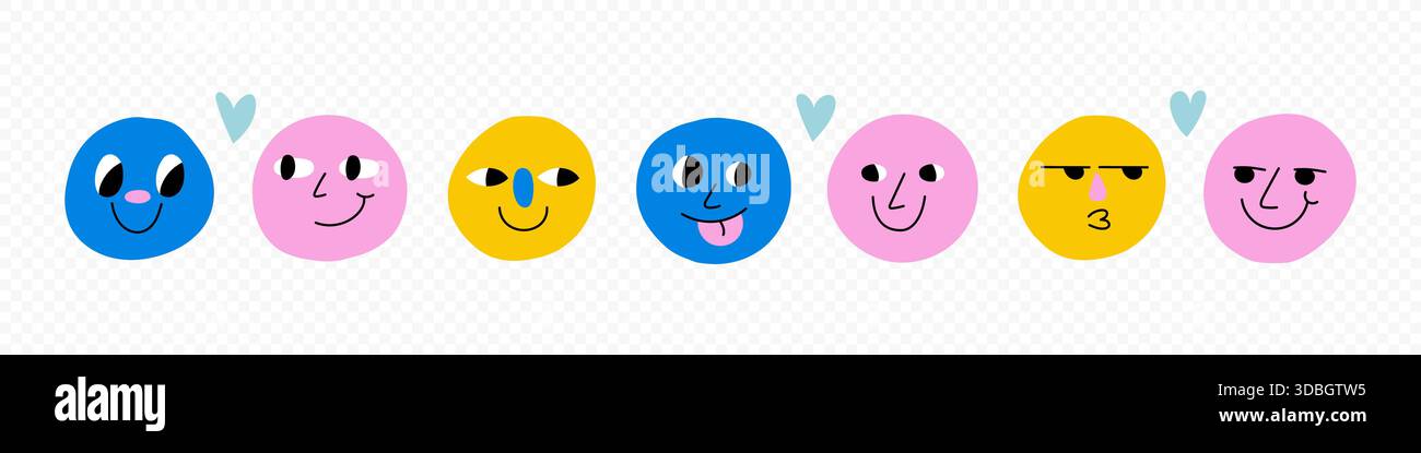 Round abstract comic Faces with various Emotions Stock Vector Image ...