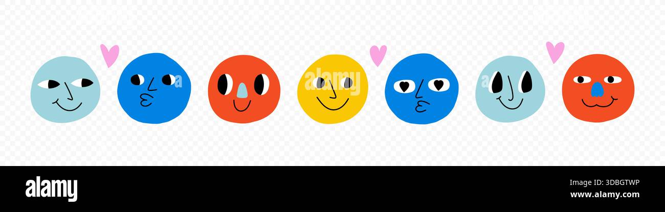 Round abstract comic Faces with various Emotions Stock Vector Image ...