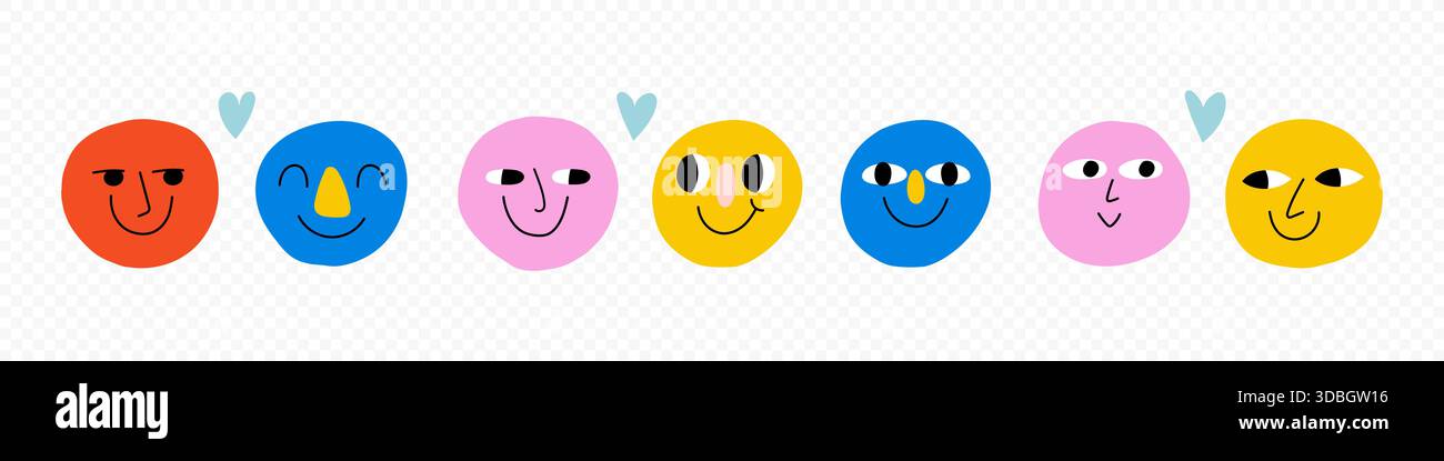 Round abstract comic Faces with various Emotions Stock Vector Image ...
