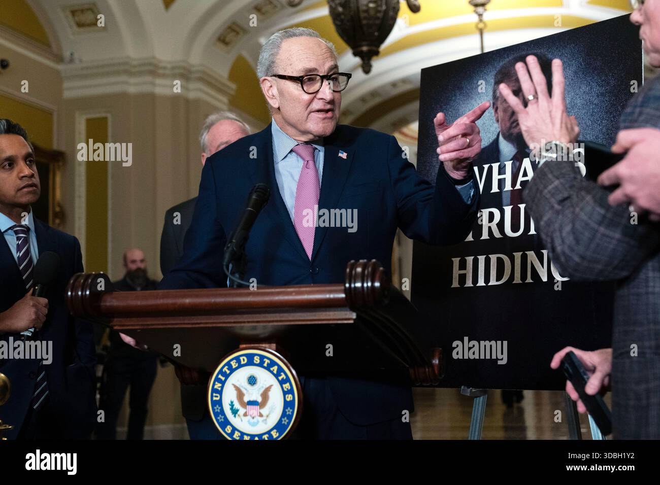 Senate Minority Leader Chuck Schumer, D-N.Y., speaks to reporters ...