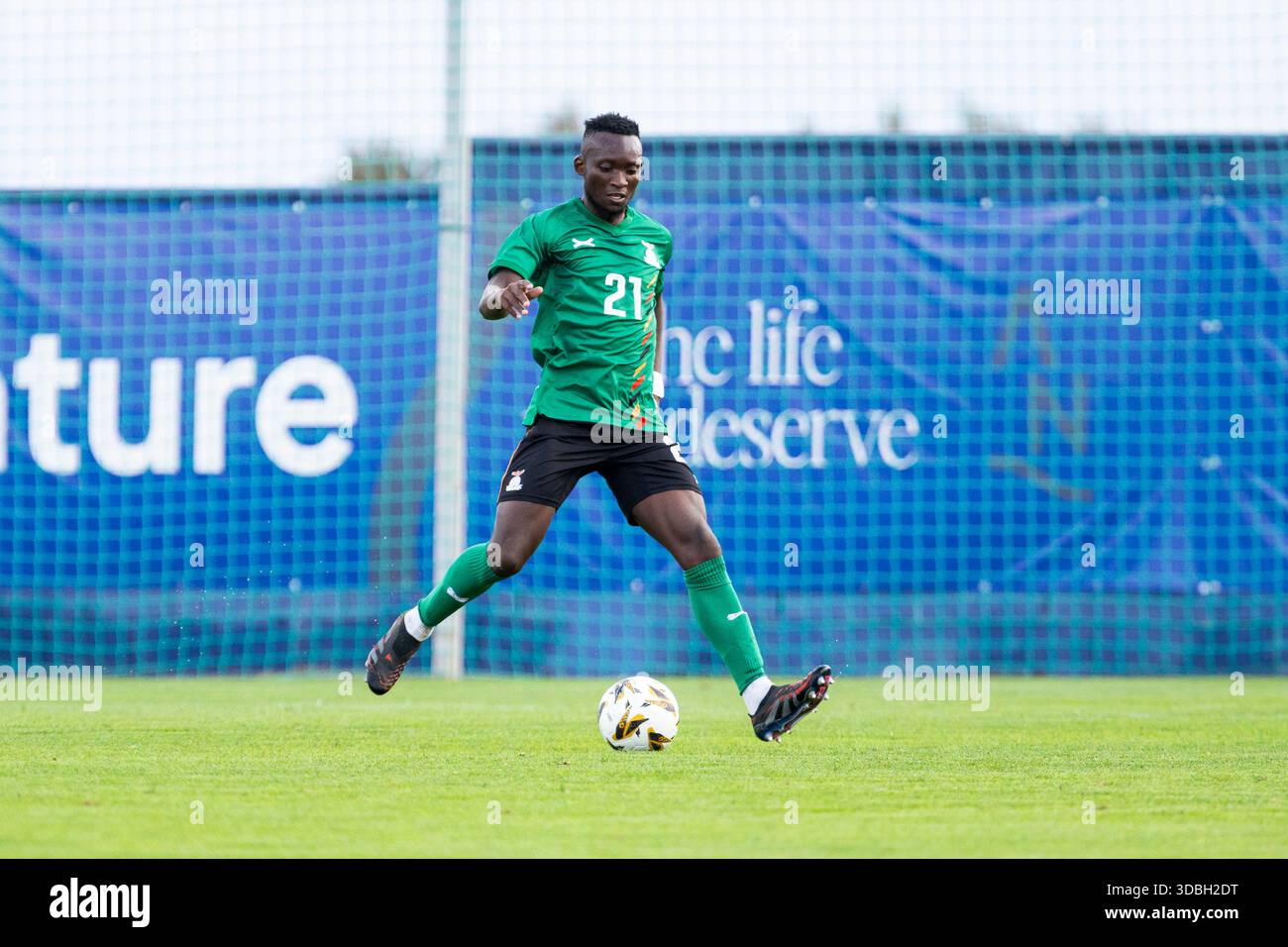 Dominic Chanda, player for the Zambian national team, during the match ...