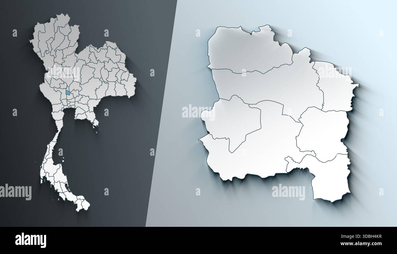 Modern Map of Ang Thong Thailand Region with Borders Stock Photo - Alamy