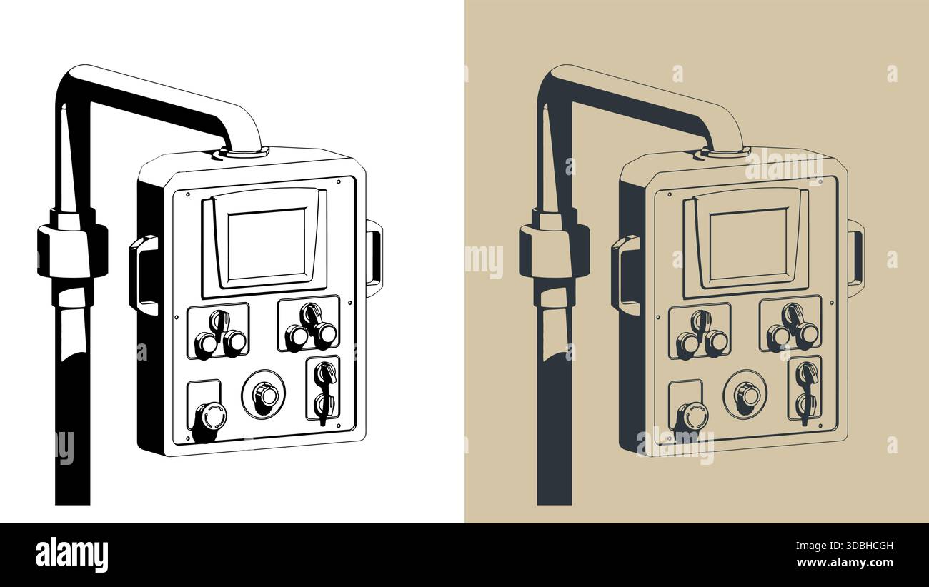 CNC machine control panel isometric stylized vector illustrations Stock ...