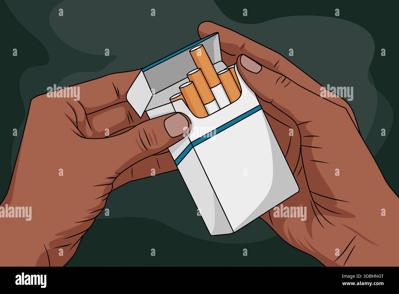 Cigarette Pack Opening Smoking Awareness Concept Stock Vector