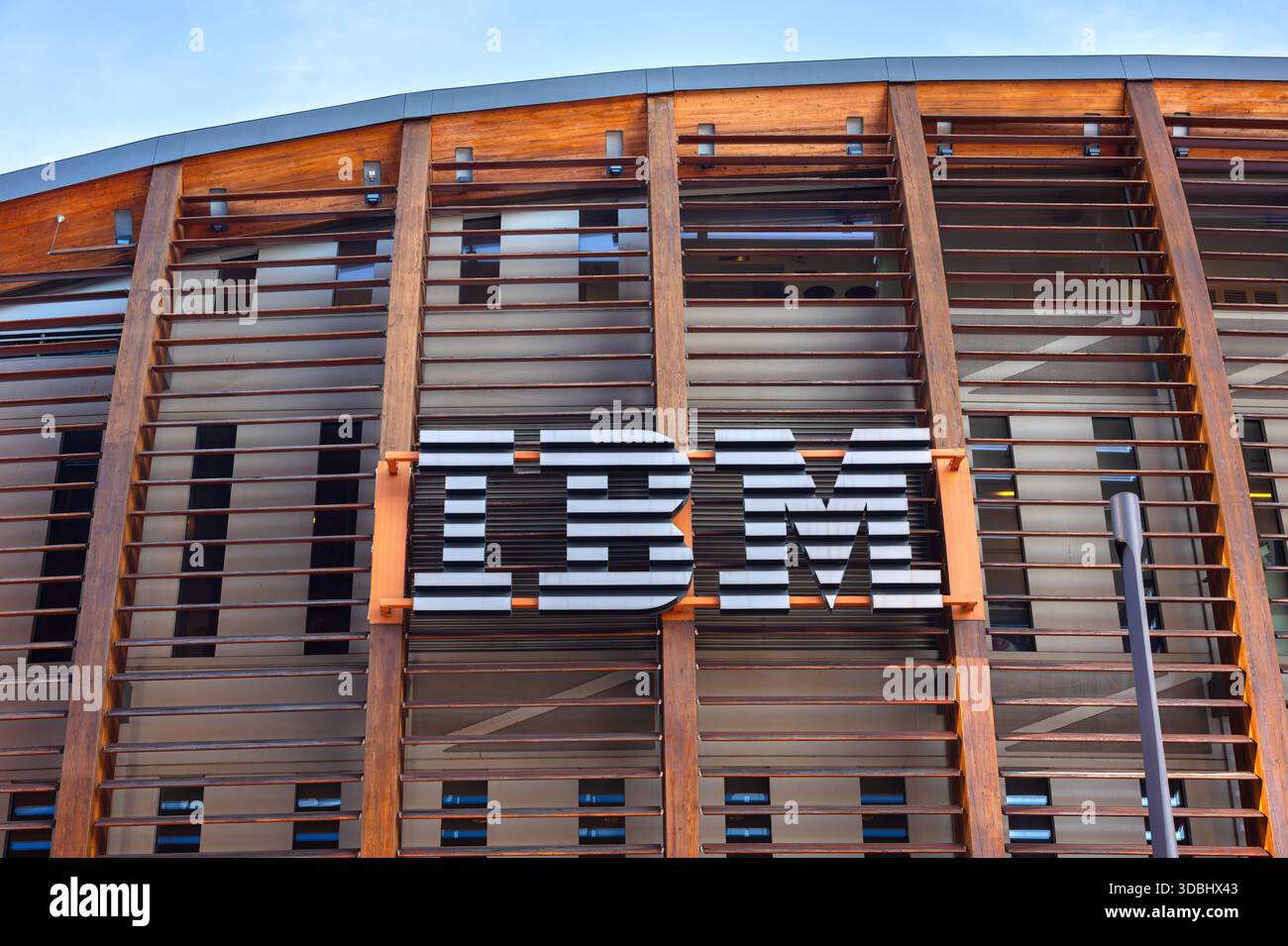 Milan, Italy - November 9, 2025: IBM -International Business Machines Corporation- is a global technology and consulting company Stock Photo