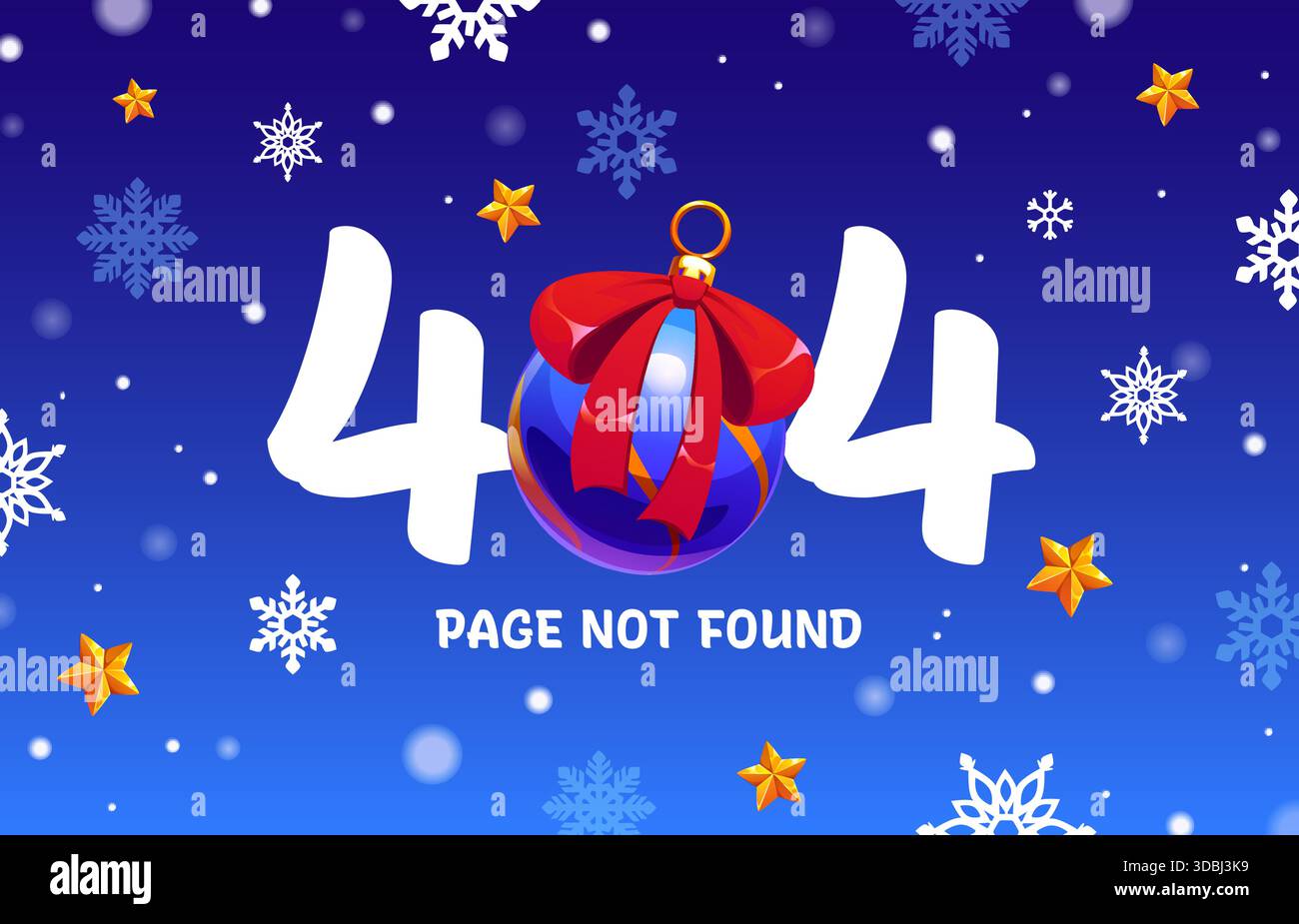Merry Christmas 404 page not found error screen Stock Vector