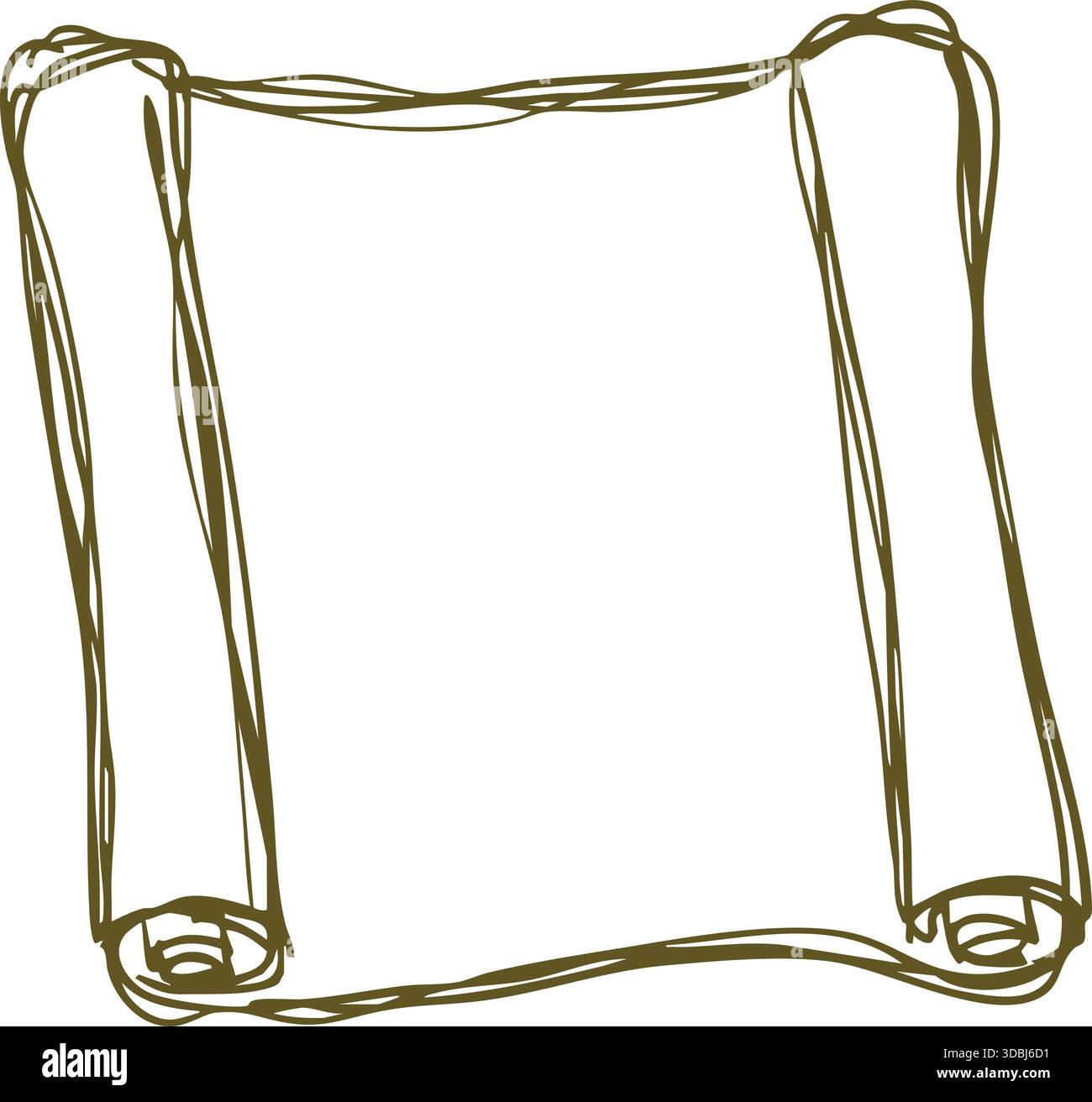 Old parchment sheet with rolled ends drawn as an empty scroll ready for text or a map. Stock Vector