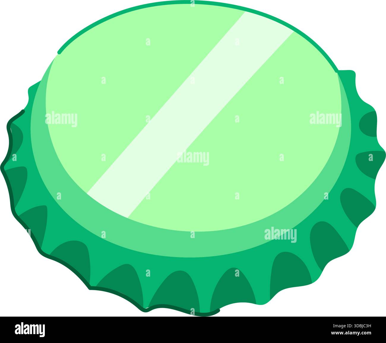 Green bottle cap for closing refreshing beverage drinks Stock Vector