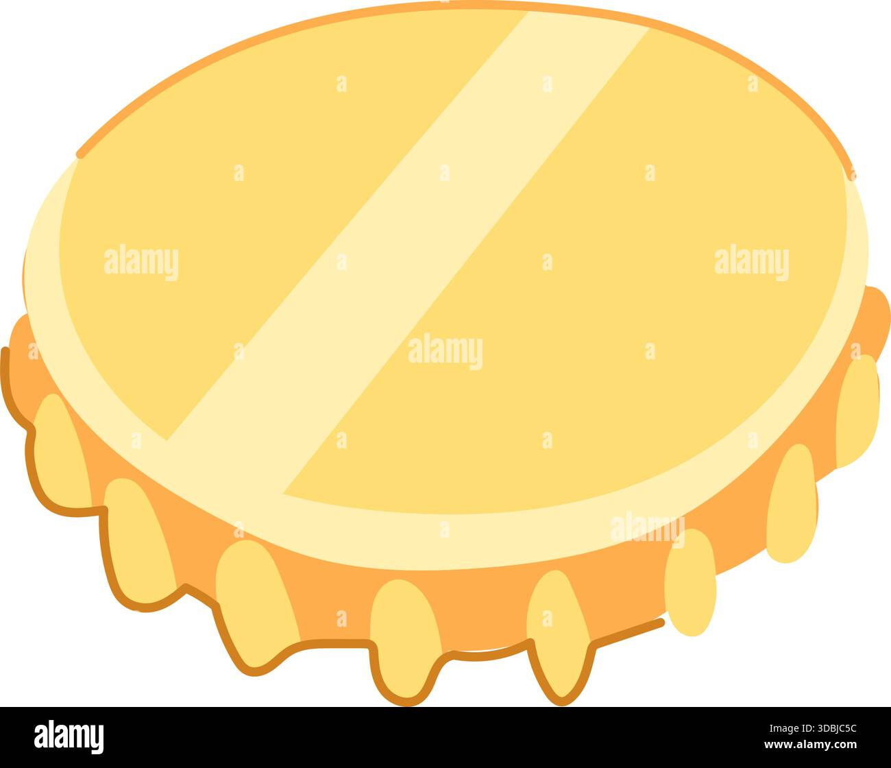 Yellow beer bottle cap illustration on white background Stock Vector