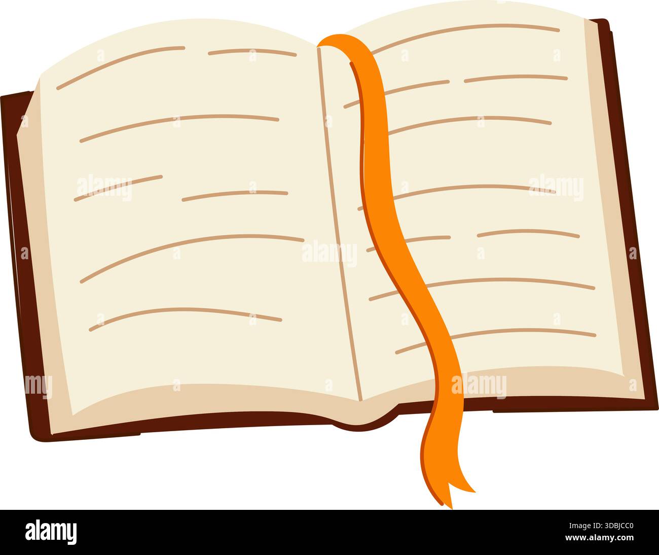 Open book with orange bookmark illustration Stock Vector