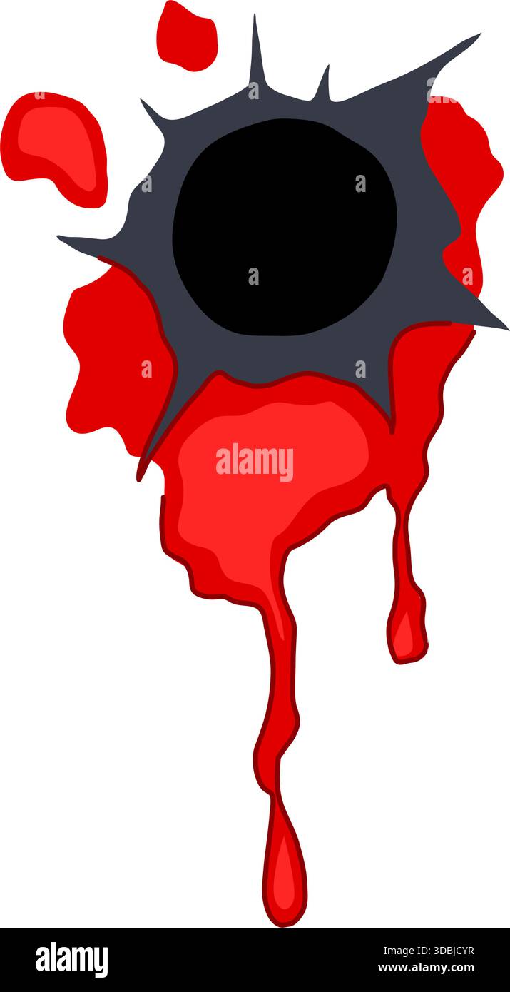 Bullet hole leaving blood dripping with sharp edges Stock Vector Image ...