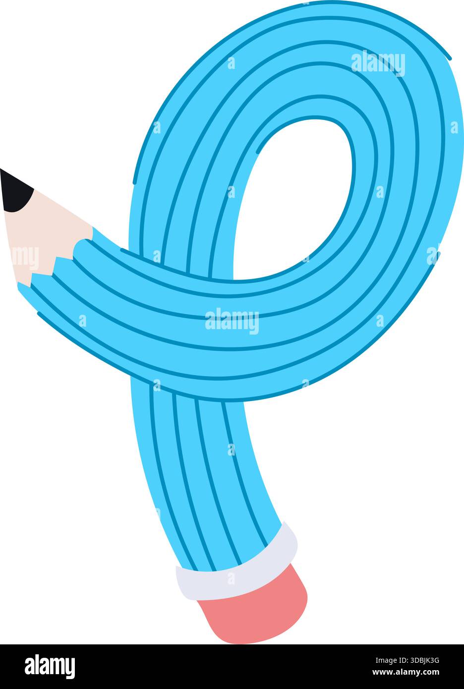Blue pencil bending and looping for creative ideas Stock Vector