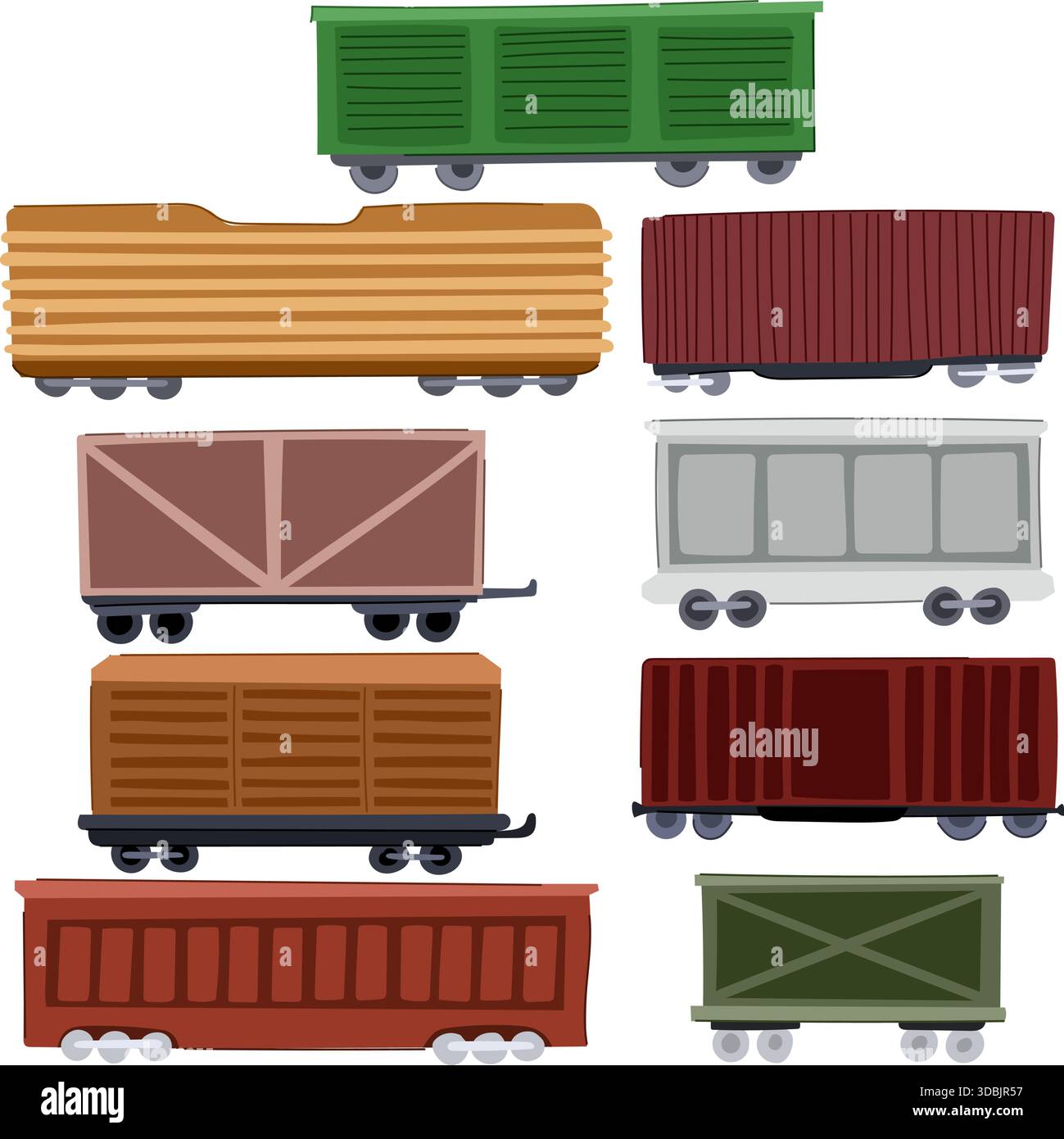 Freight Train Shape Different freight train wagons for cargo transportation illustration ...