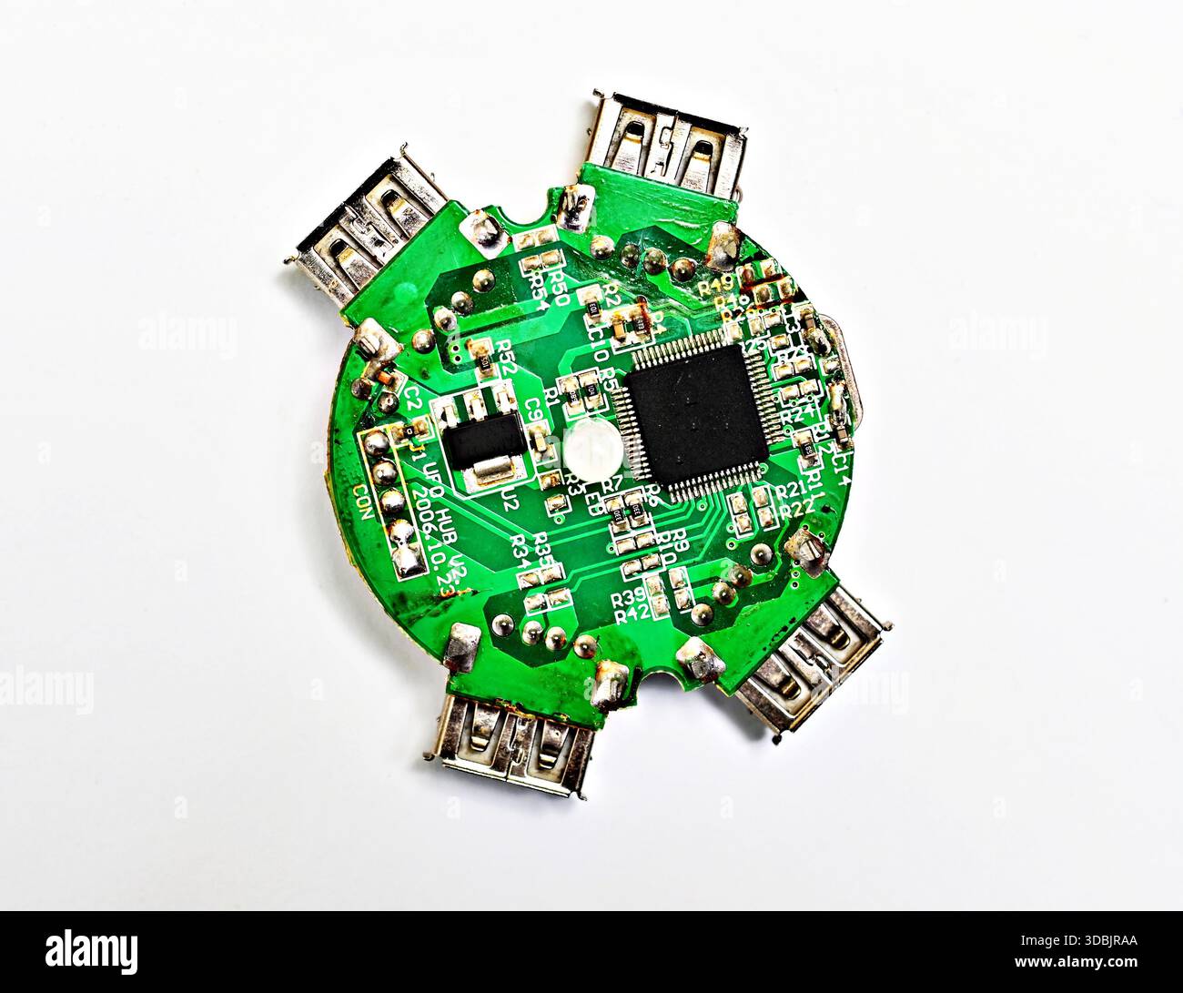 usb hub circuit board connecting peripheral devices theme , Stock Photo
